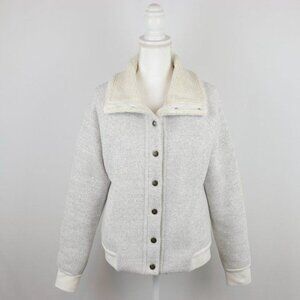 Aventura Women's Medium Cream & Black Fleece Lined Knit Snap Up Bomber Jacket